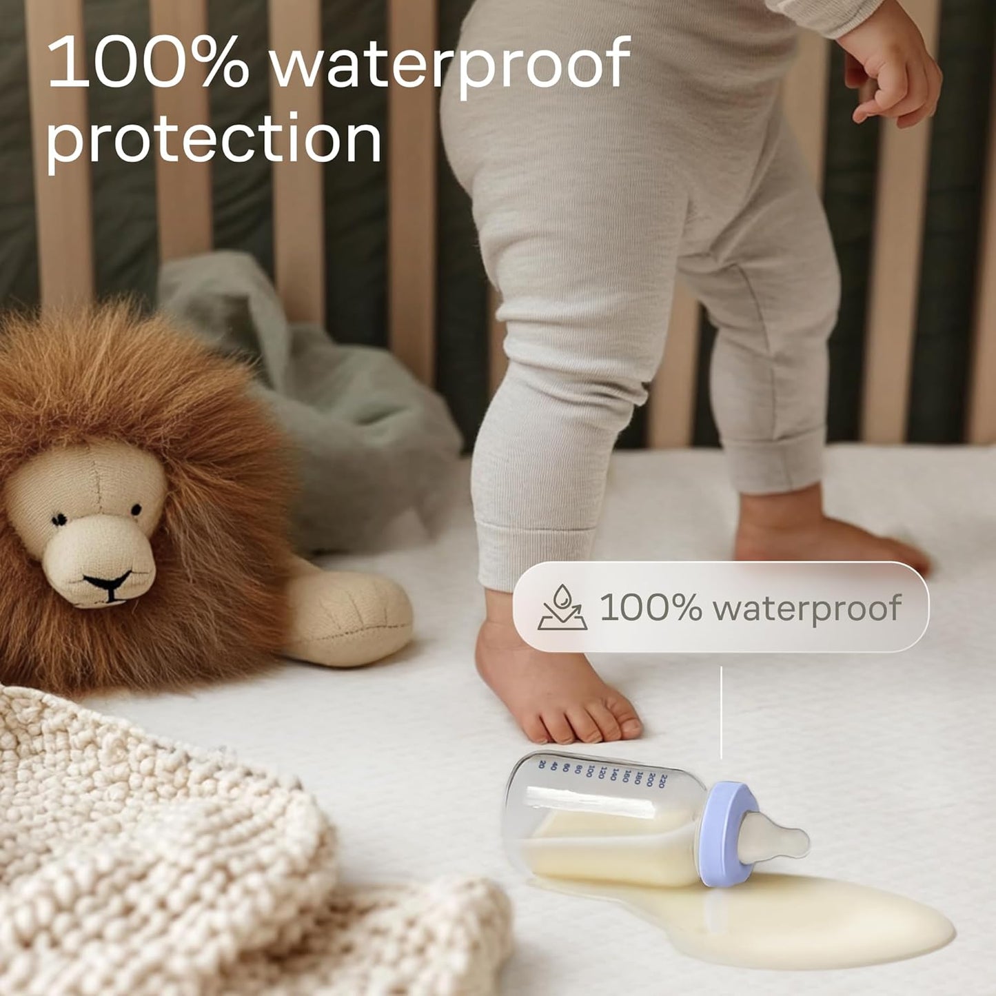 Niagara Crib 2 Pack 100% Waterproof Mattress Protector, Soft Breathable Crib Mattress Protector with Deep Pocket, Mattress Pad for Toddler and Baby (52x28, White) - Viscose Made from Bamboo
