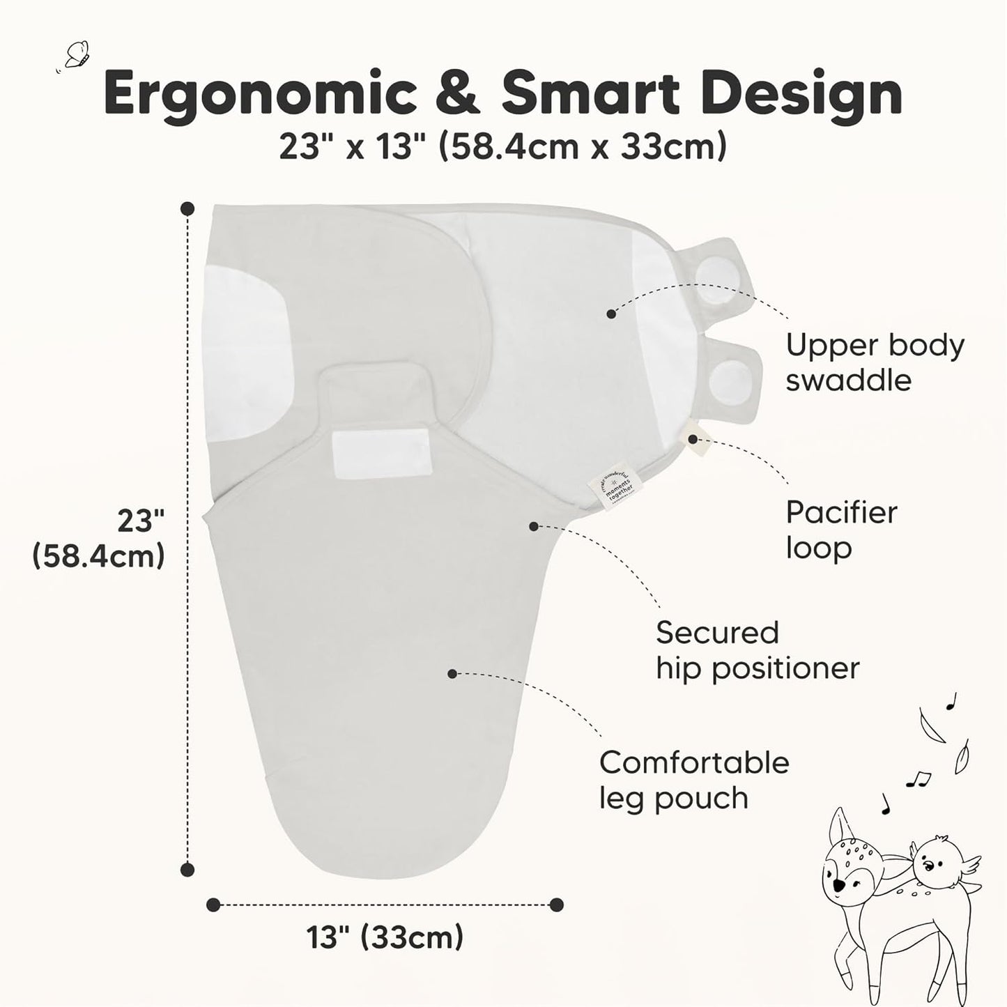 3-Pack Organic Baby Swaddle Sleep Sacks - Swaddles for Newborns, Infant 3-6 Months, Baby Girls, Boys, Soft & Snug Newborn Sleep Sack, Nursery Swaddling Blankets (The Wild 2,L)