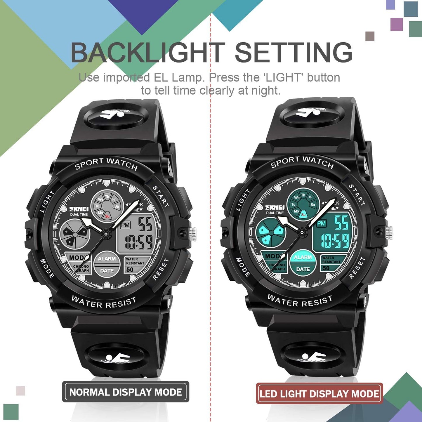 ATIMO LED Multi Function Waterproof Watch for Kids - Kids Gifts