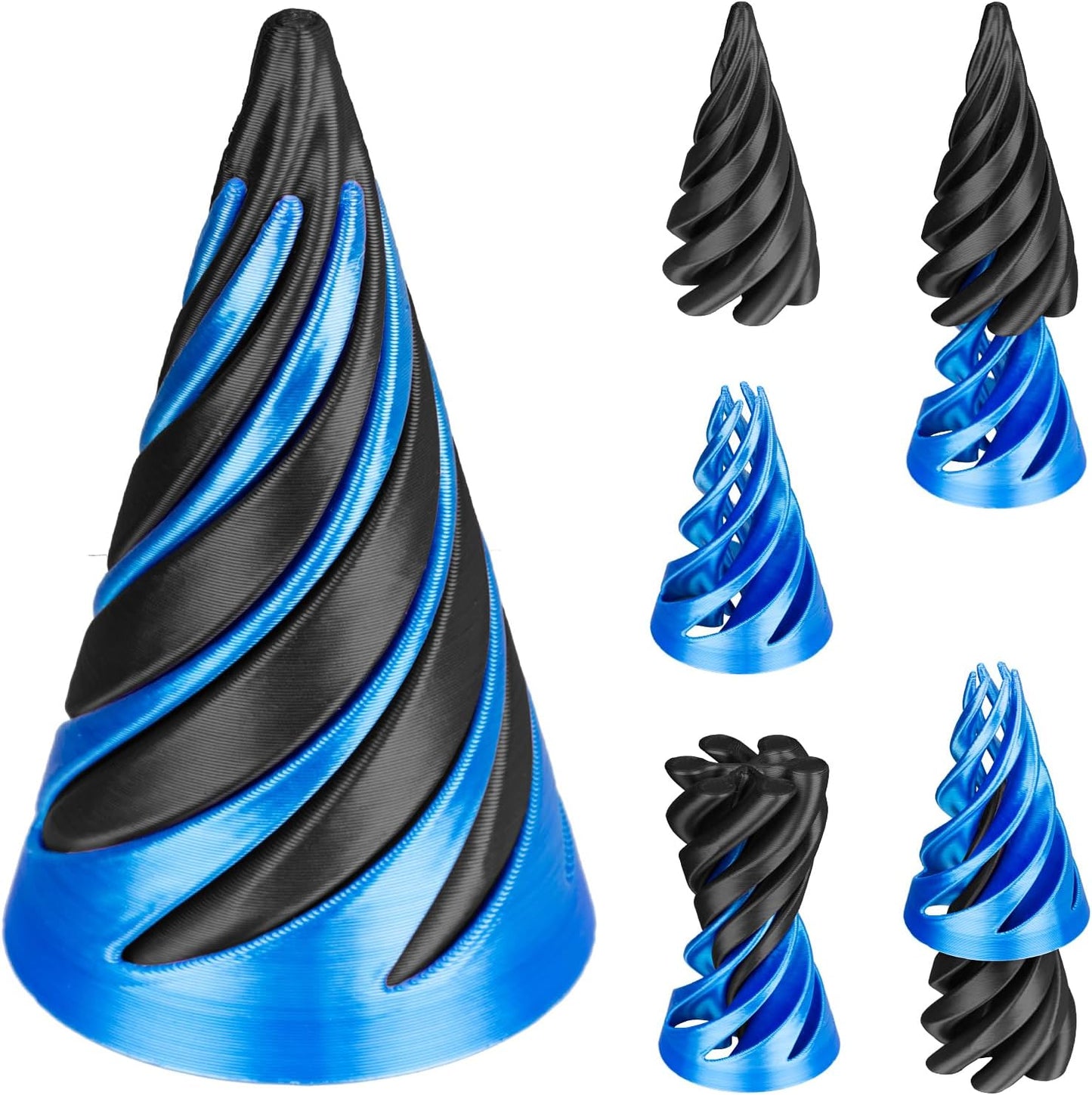 Impossible Pyramid Passthrough Sculpture 3D Printed Spiral Cone Toy Spiral Cone Fidget Toy Pass Through Pyramid Fidget Toy Stress Relief Desk Toy Pyramid Model Relax Anxiety Toy Children Adult Black