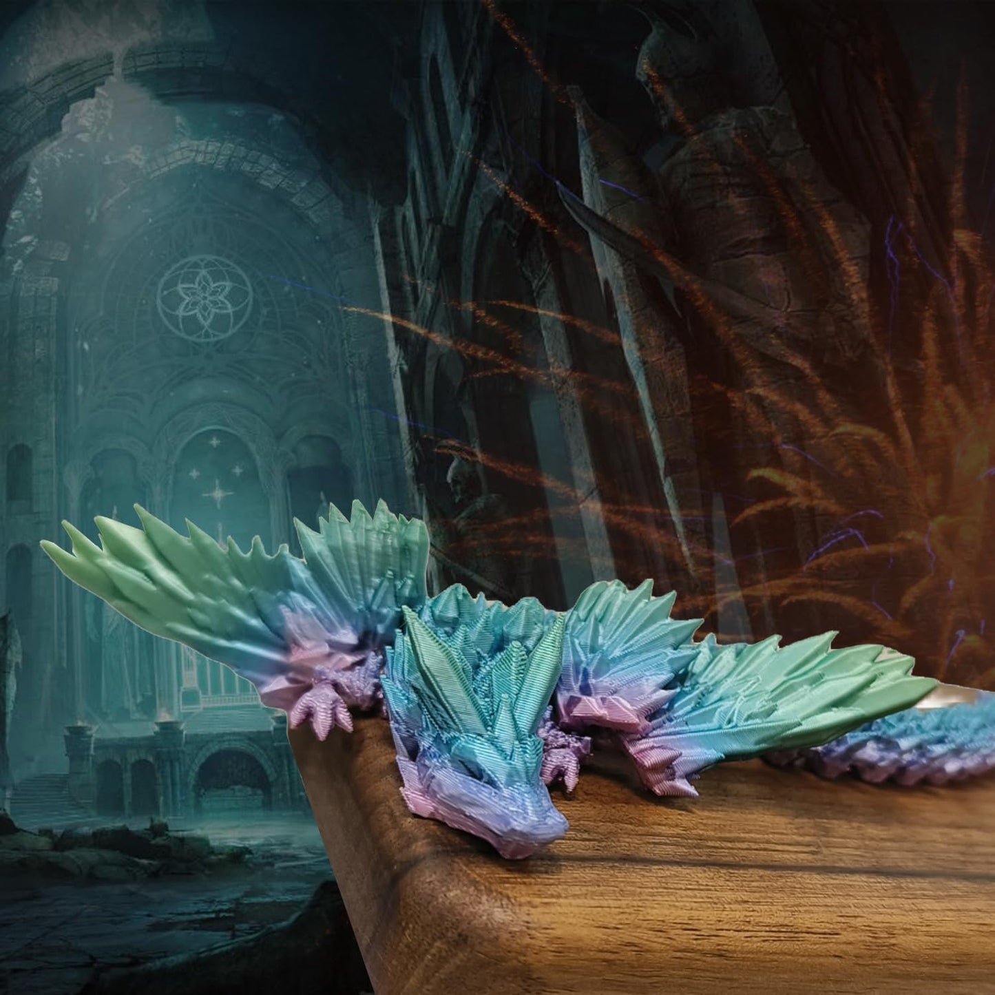 3D Printed Dragon Eggs with Dragon Inside Fidget Toys for Adults, 3D Printed Articulated Dragon, Home Office Decor Executive Desk Toys Posable Flexible Crystal Dragon Toy(Rainbow)