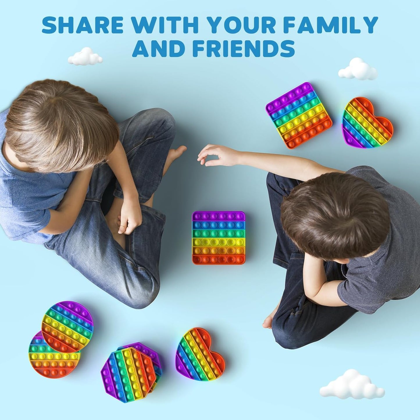 12 Pack Fidget Toys,Push Pop Fidget Sensory Toys Set,Stress Relief Gifts for Kids & Adults,Pop Bulk & Party Favors Toddler Toys,, Party Supplies,Classroom Prizes