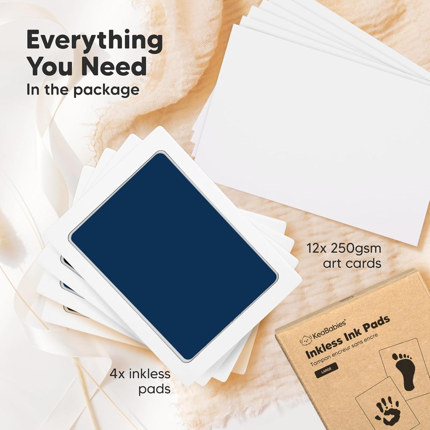 4-Pack Inkless Baby Hand and Footprint Kit - Mess Free Ink Pad for Newborn Keepsake, Dog Nose & Paw Print Kit, Clean Touch Ink Pad for Baby Hand & Footprints, Ideal New Mom Gifts (Jet/Navy, Large)