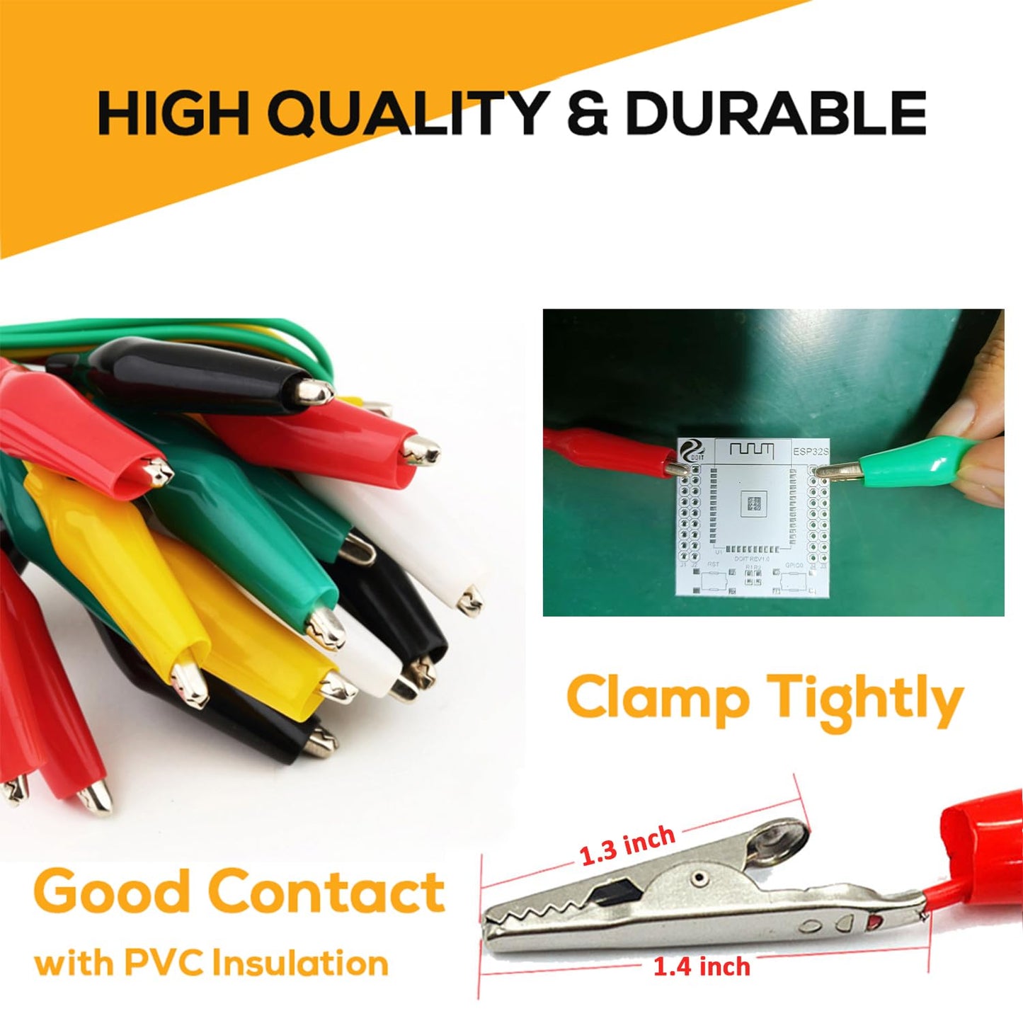 50PCS Crocodile Alligator Clips Electrical, 5 Colors Test Leads & Probes by Dual Ended Insulated Jumper Wires Testing Soldered and Stamping for Circuit Connection Current Voltage Multimeter Experiment