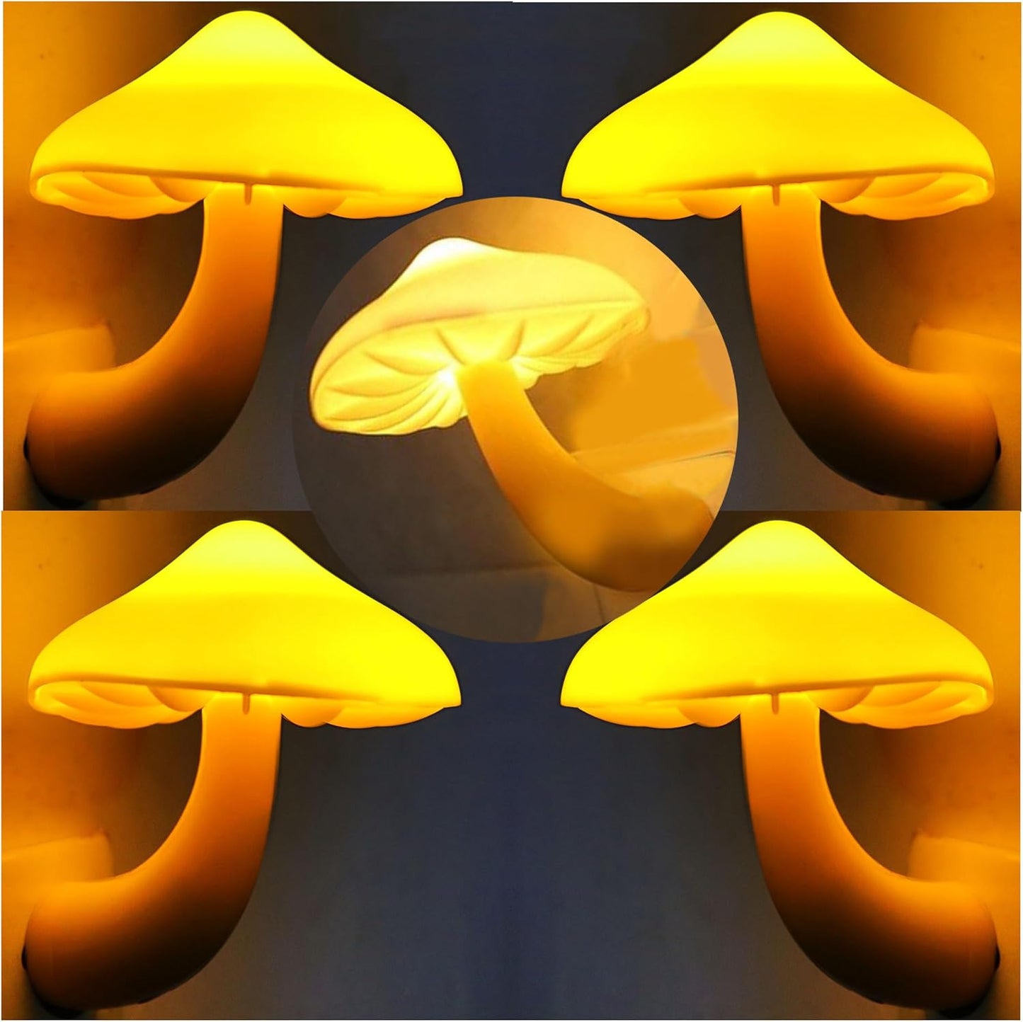 AUSAYE 5 Pack Sensor LED Night Lights Plug in Lamp Mushroom Light for Adults Kids NightLight Bedroom,Bathroom,Toilet,Hallway,Stairs,Kitchen,Basement Warm Yellow