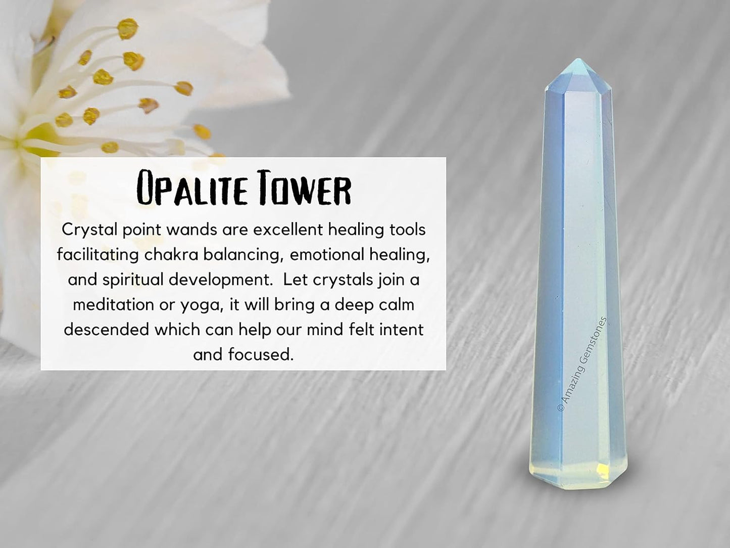 Amazing Gemstone Opalite Crystal Towers ~ Natural Healing Crystal Point Obelisk for Reiki Healing and Crystal Grid (3- Inch)