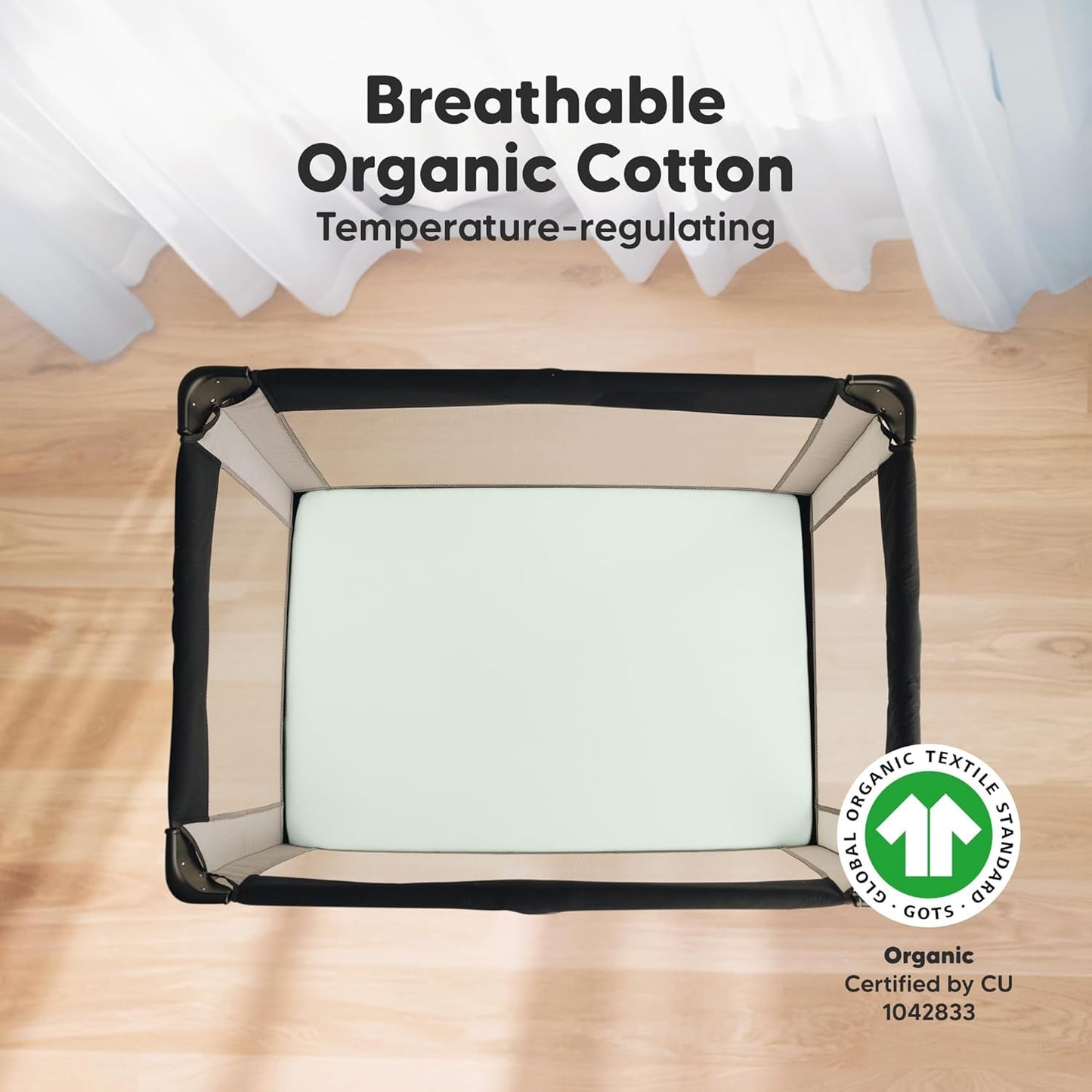 2-Pack Mini Crib Sheets Fitted - 38x26 Pack N Play Sheets for Pack and Play Mattress, Organic Cotton, Soft & Breathable Playard Bedding, Neutral Mini Toddler Bed Cover for Boys, Girls (Cove)