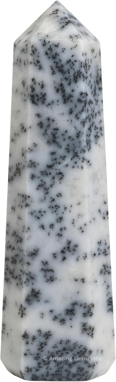 Amazing Gemstone Dendrite Opal Crystal Towers - Natural Healing Crystal Point Obelisk for Reiki Healing and Crystal Grid (3 Inch)