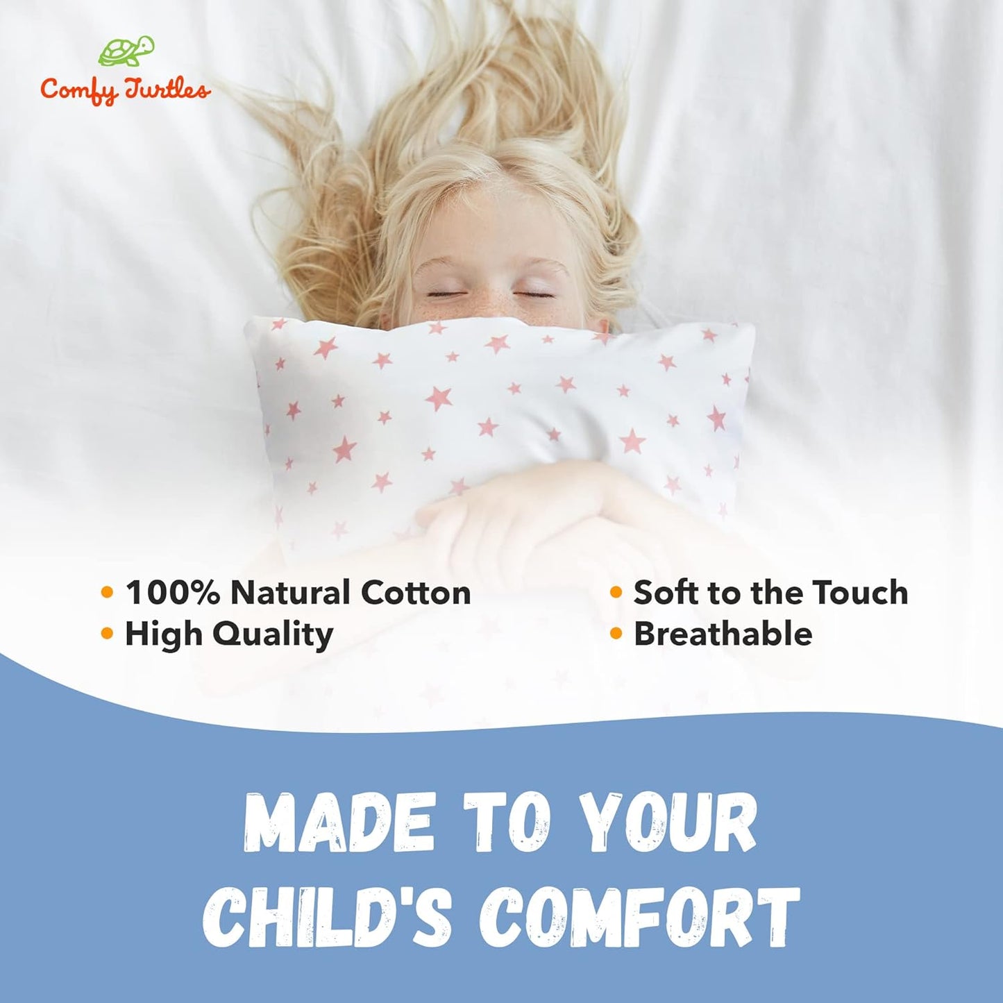 13x18 Toddler Pillowcase Cotton - Toddler Pillowcase Star, White Travel Pillow Case Cover, Toddler Breathable Pillow Case Star - Pink Stars on White