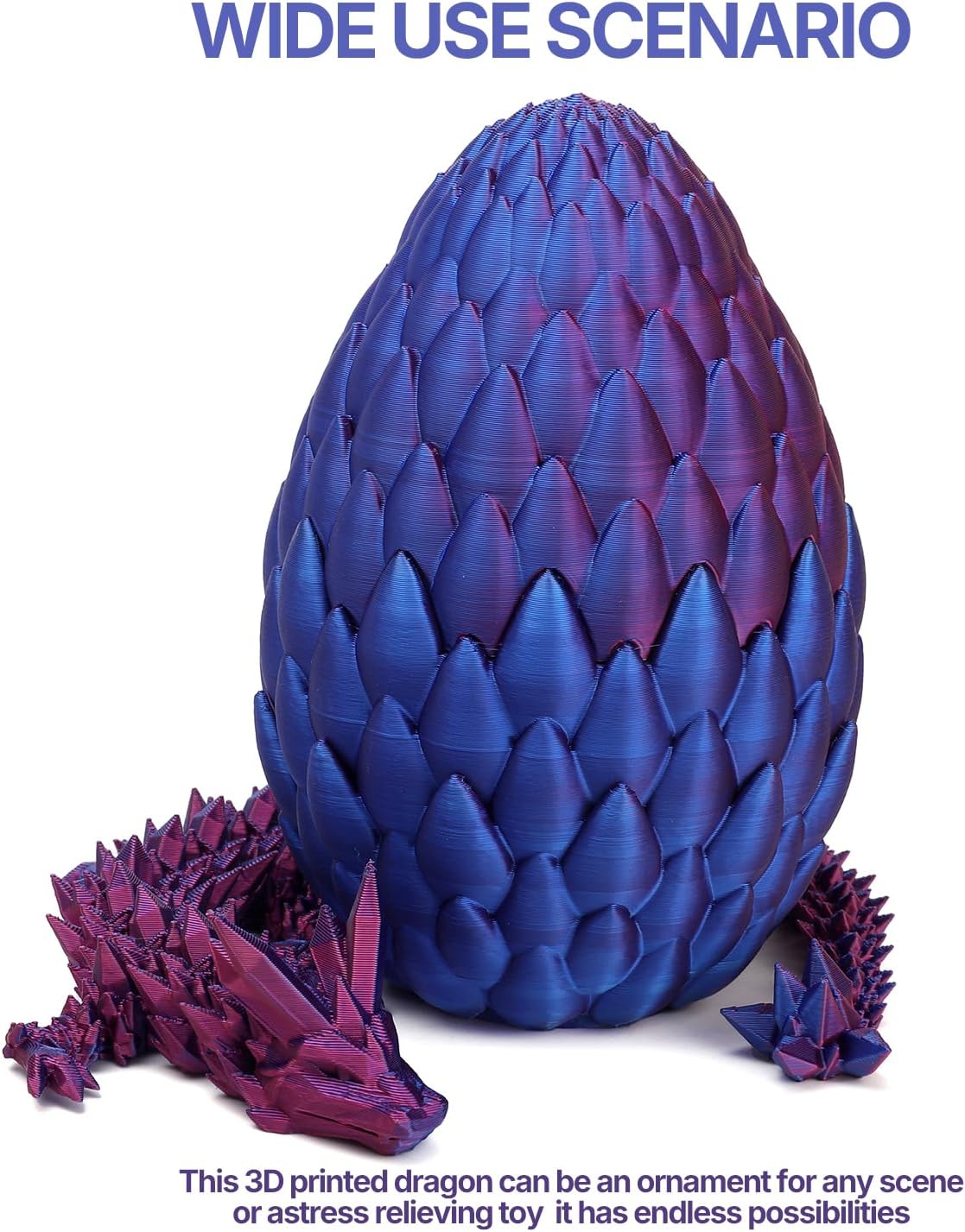 3D Printed Dragon Toy 12" Crystal Dragon Fidget Executive Desk Dragon Egg