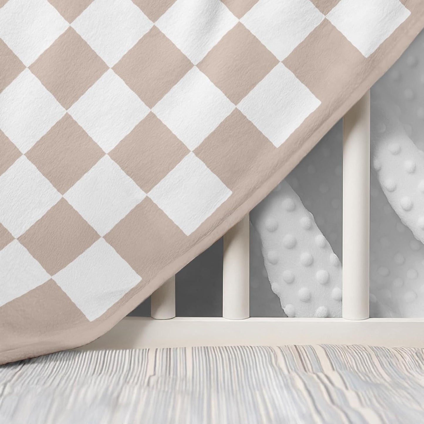 Checkered Minky Baby Blanket 30 x 40 Inches for Boys Girls, Soft Plush Receiving Blanket with Dotted Back, Gift for Toddler Newborn Infant Christmas Birthday Baby Shower