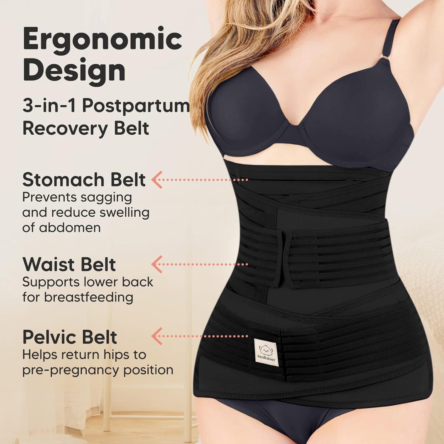 3 in 1 Postpartum Belly Support Recovery Wrap – Postpartum Belly Band, After Birth Brace, Slimming Girdles, Body Shaper Waist Shapewear, Post Surgery Pregnancy Belly Support Band(Midnight Black, 2XL)