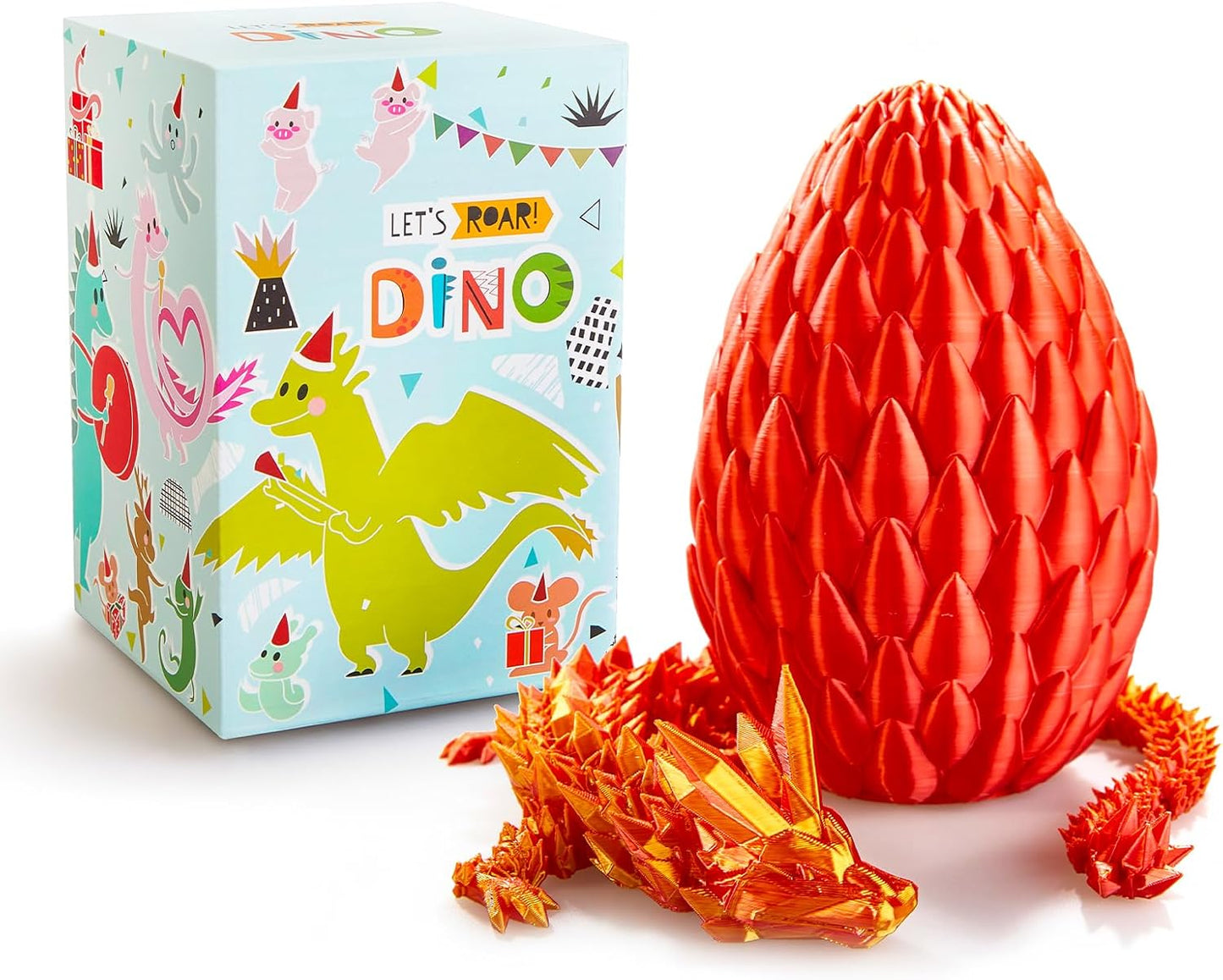 15 inches Dragon with Egg, Red Dragon Toy,Articulated Crystal Dragon,Fidget Toy Cool