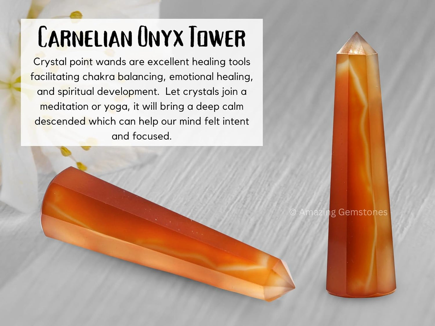 Amazing Gemstone Carnelian Onyx Crystal Towers ~ Natural Healing Crystal Point Obelisk for Reiki Healing and Crystal Grid (2 to 3 INCH)