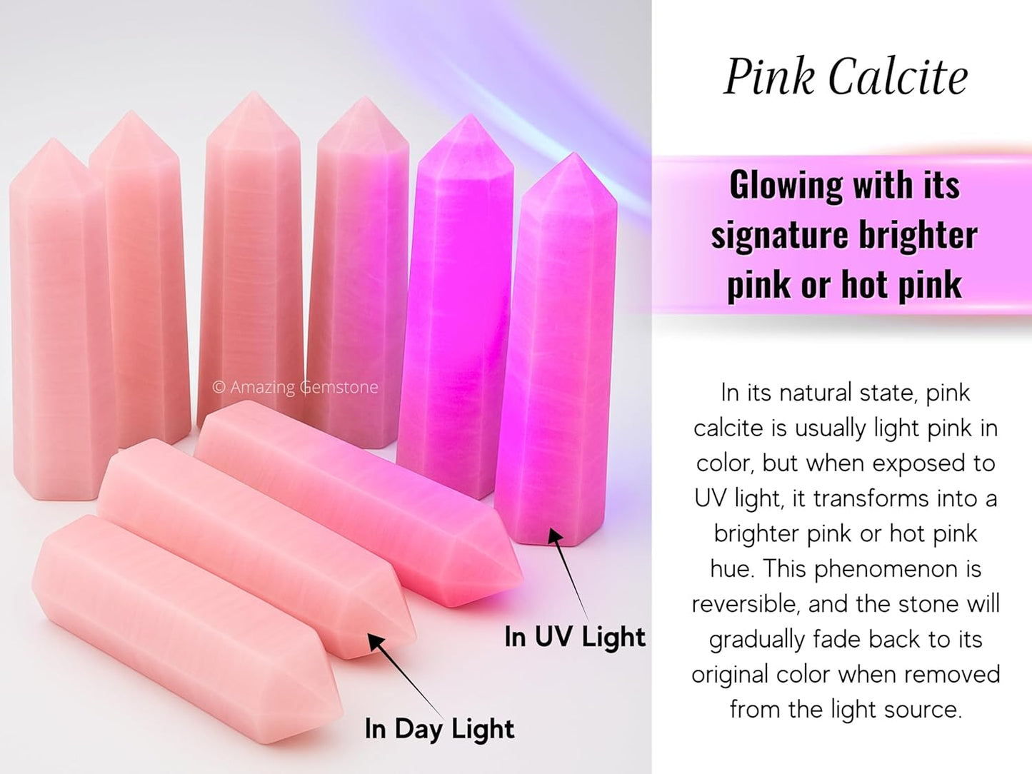 Amazing Gemstone Pink Calcite Crystal Towers - Natural Healing Crystal Point Obelisk for Reiki Healing and Crystal Grid (2 Inch to 3 Inch)