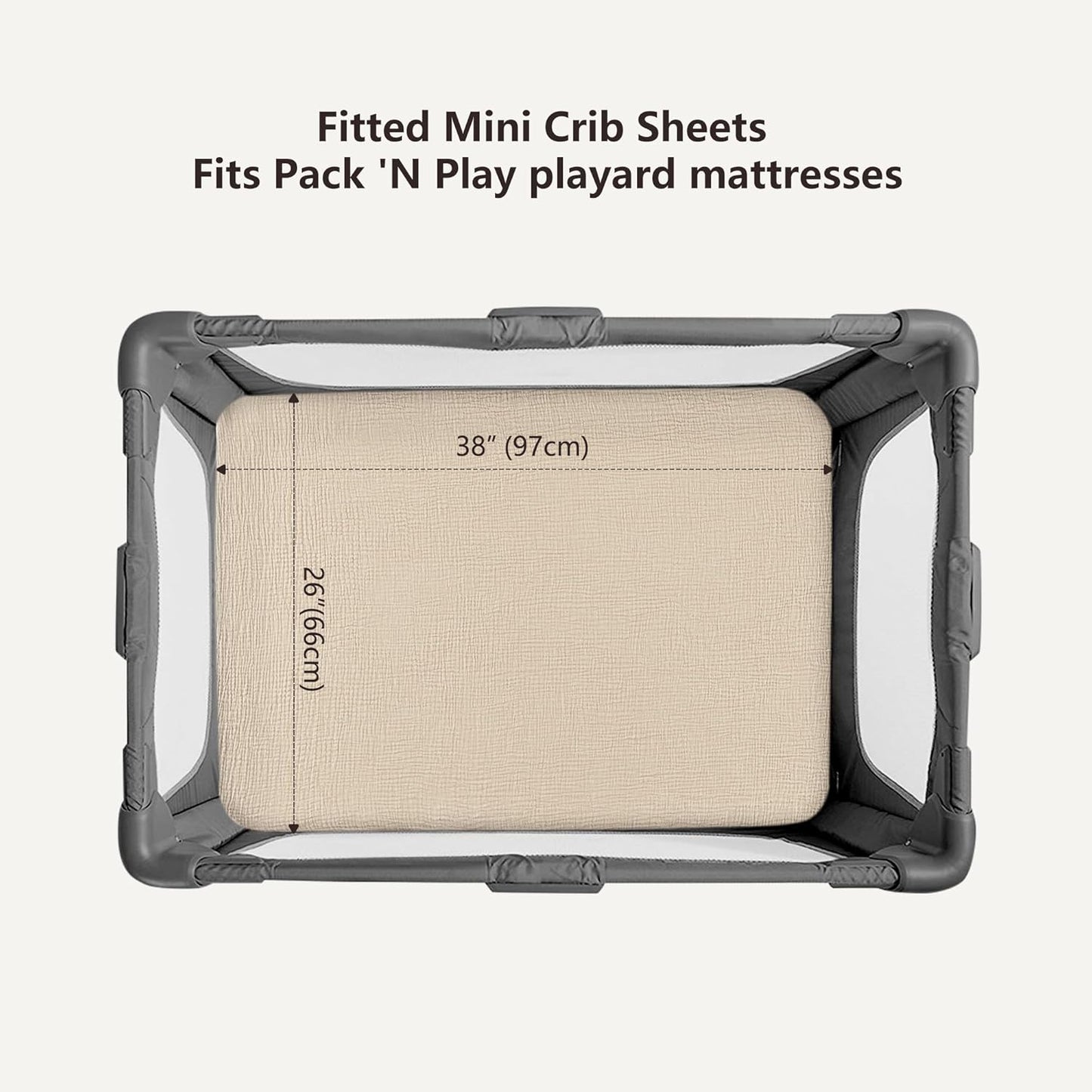 Bearmoss Muslin Mini Crib Sheets for Pack N Play Mattress - 100% Cotton - 38"x24" Soft Breathable Playard Baby Crib Sheets Neutral for Boys Girls - 2 Pack (Baby Face)