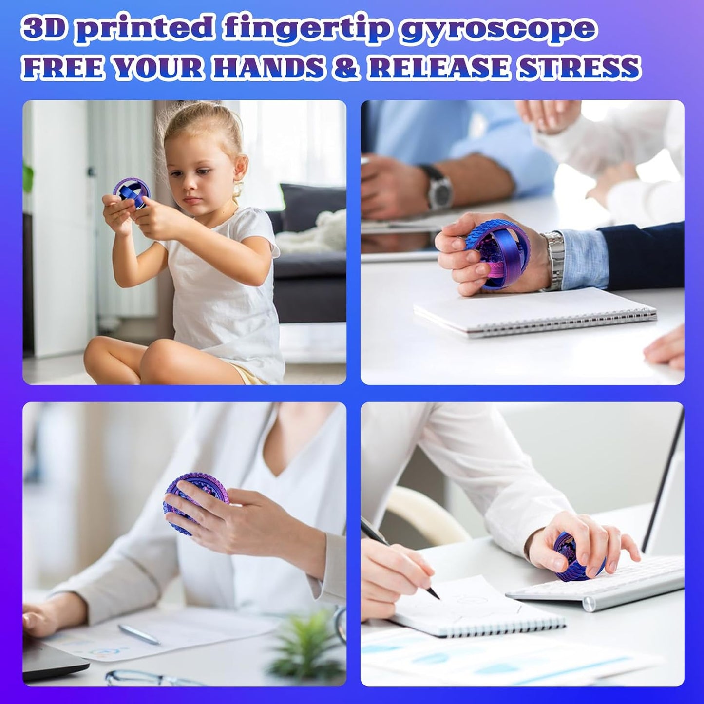 2-Pack 3D Printed Fidget Spinners for Kids & Adults - Stress Relief Toys for ADHD, Anxiety & Sensory Needs | Quiet Office Desk Toy & Party Favors - Birthday Goodie Bag Fillers for Kids