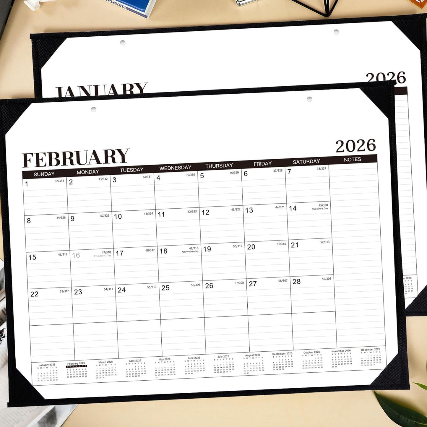 2026 Desk Calendar - 12 Months Large Desk Calendar 2026, Jan.2026 - Dec.2026, 22" x 17", 2026 calendar Desk with Large Ruled Blocks, To-do List & Notes
