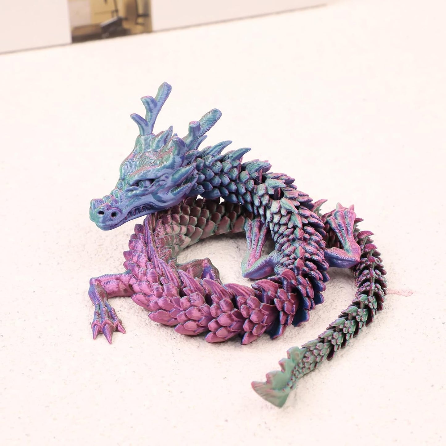 3D Printed Dragon, 17.7 Inch Articulated Dragon, Crystal Dragon, Dragon Fidget Toy, Home Office Decor Executive Desk Toys (Colorful)