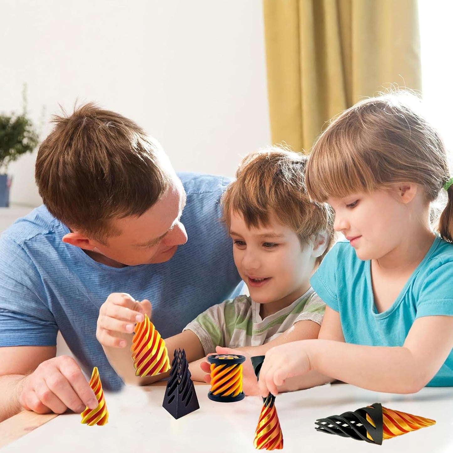 3 Packs Impossible Cone,Spiral Cone Fidget Toy Impossible Pyramid Passthrough Toy,3D Printed Spiral Cone Fidget Toy,Mini Vortex Thread Illusion Desktop Deco Souvenir Gift for Anxiety Relaxing