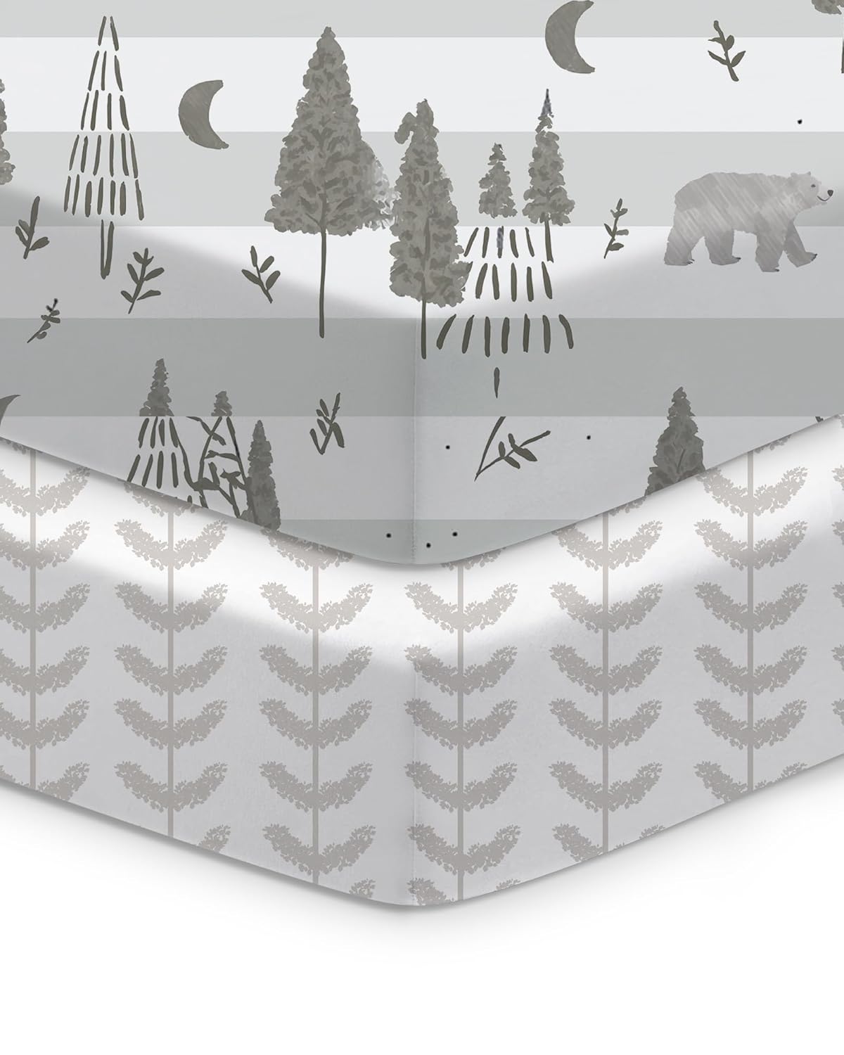 Baby Crib Sheets Boy Girl for Standard Crib Mattress - Beige Trees&Leaf, Breathable and Snug, Fits 28''x52''x9'' Extra Deep Pocket