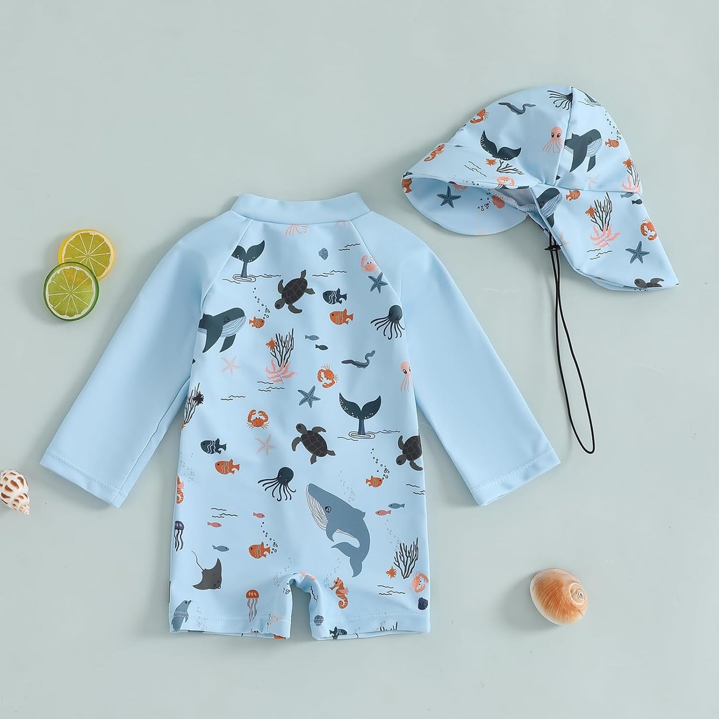 Hnyenmcko Baby/Toddler Boy Rash Guard Swimsuit Long Sleeve One Piece Zipper Swimwear Sunsuit Infant Bathing Suit Beachwear