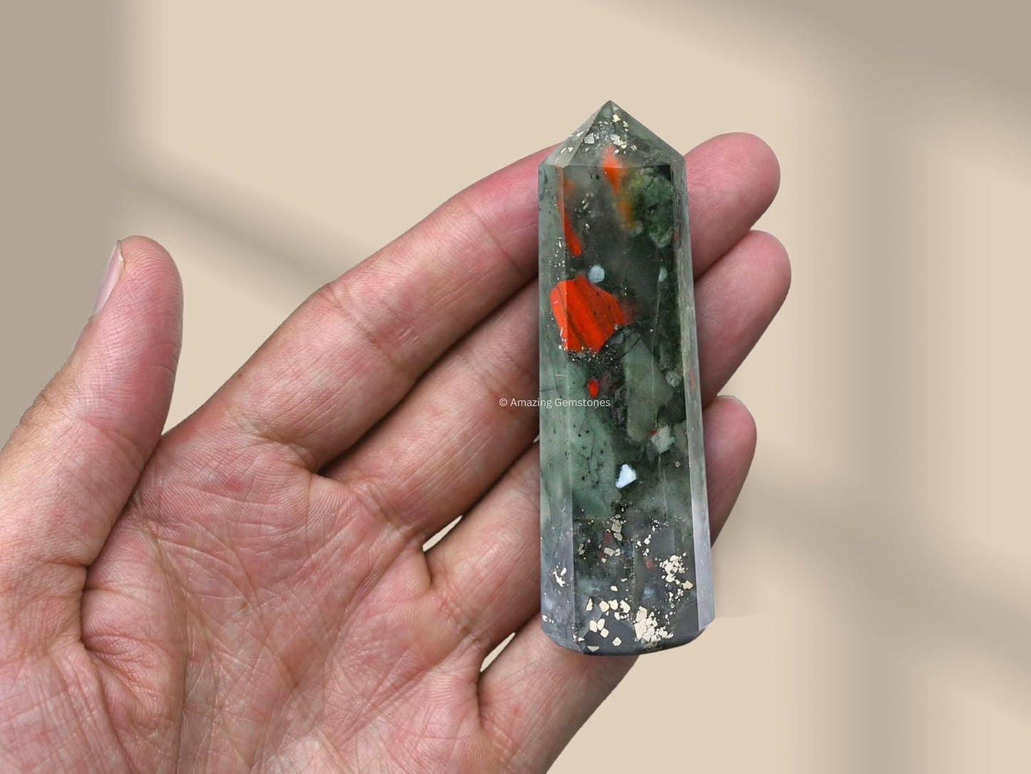 Amazing Gemstone African Bloodstone Crystal Towers ~ Natural Healing Crystal Point Obelisk for Reiki Healing and Crystal Grid (2" to 3" Inch)
