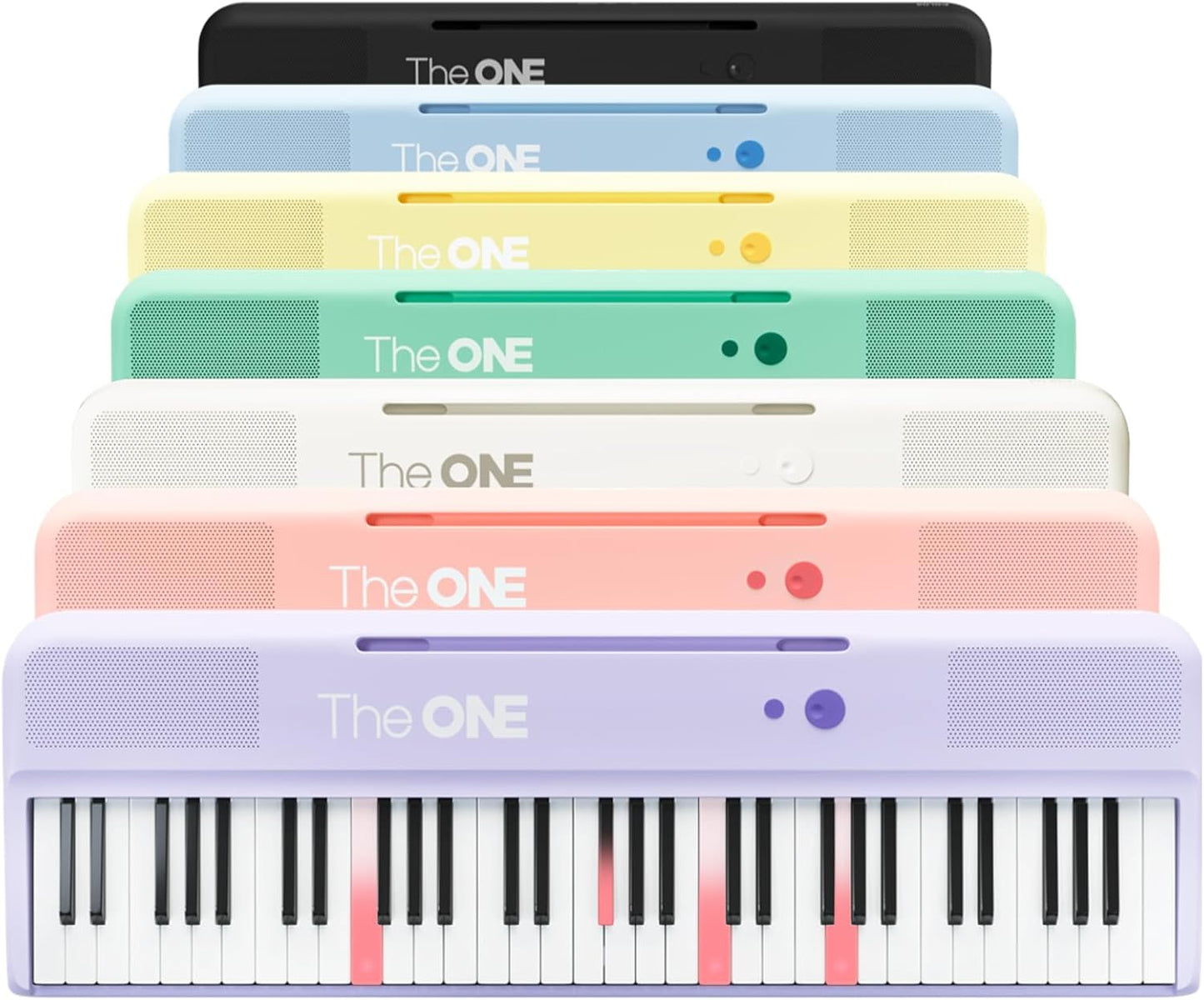 The ONE Smart Keyboard COLOR 61 Lighted Keys Piano Keyboard, Electric Piano for Beginners with 256 Tones, 64 Polyphony, Built-in LED Lights & Apps, Supports USB MIDI/Headphones (Purple)