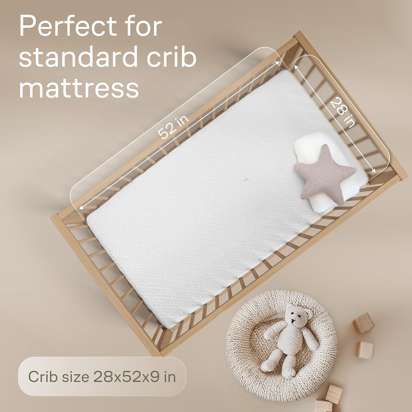 Niagara Crib 2 Pack 100% Waterproof Mattress Protector, Soft Breathable Crib Mattress Protector with Deep Pocket, Mattress Pad for Toddler and Baby (52x28, White) - Viscose Made from Bamboo