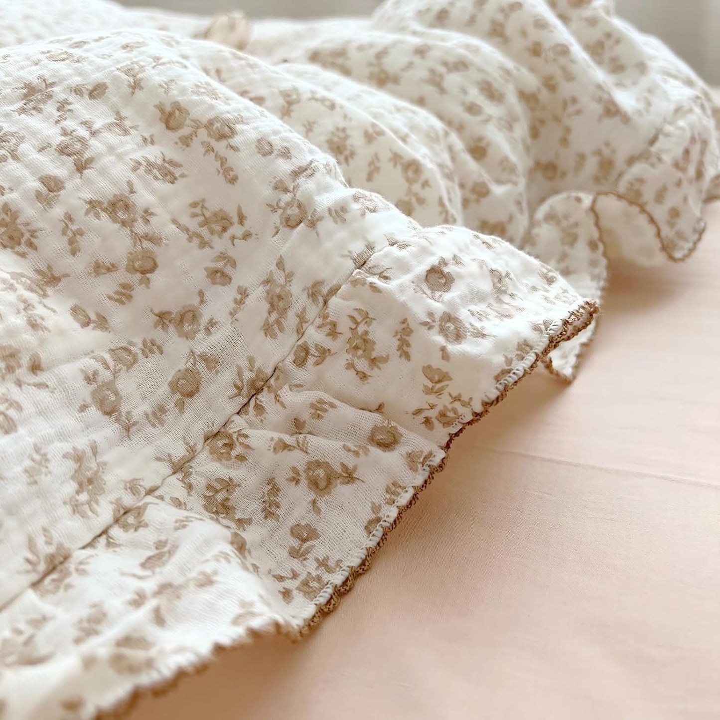 BuLuTu Cotton Muslin Kids Toddler Pillowcase with Cute Camellia Flowers Super Soft Travel Pillow Nursery Pillowcase for Boys,Girls,Bedding Decor Machine Washable, Durable Pillowcase,1 Piece,14"x20"