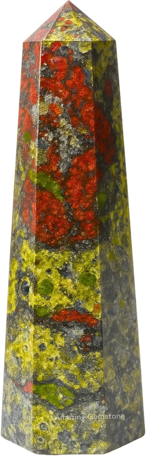 Amazing Gemstone Dragon Bloodstone Crystal Towers - Natural Healing Crystal Point Obelisk for Reiki Healing and Crystal Grid (3 Inch)