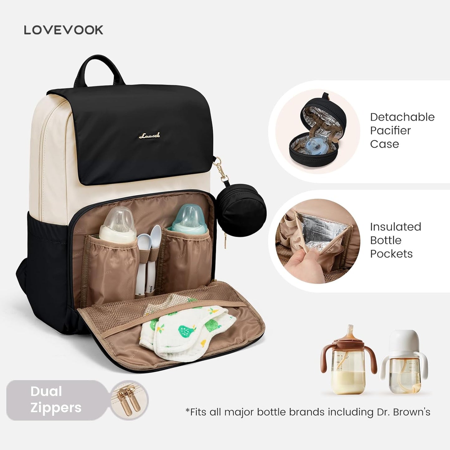 LOVEVOOK Diaper Bag Backpack, Baby Travel Bags for Boys & Girl, Toddler Waterproof Diaper Bag w/Changing Pad, Stroller Straps, Pacifier Case, Newborn Essentials Must Haves Mom