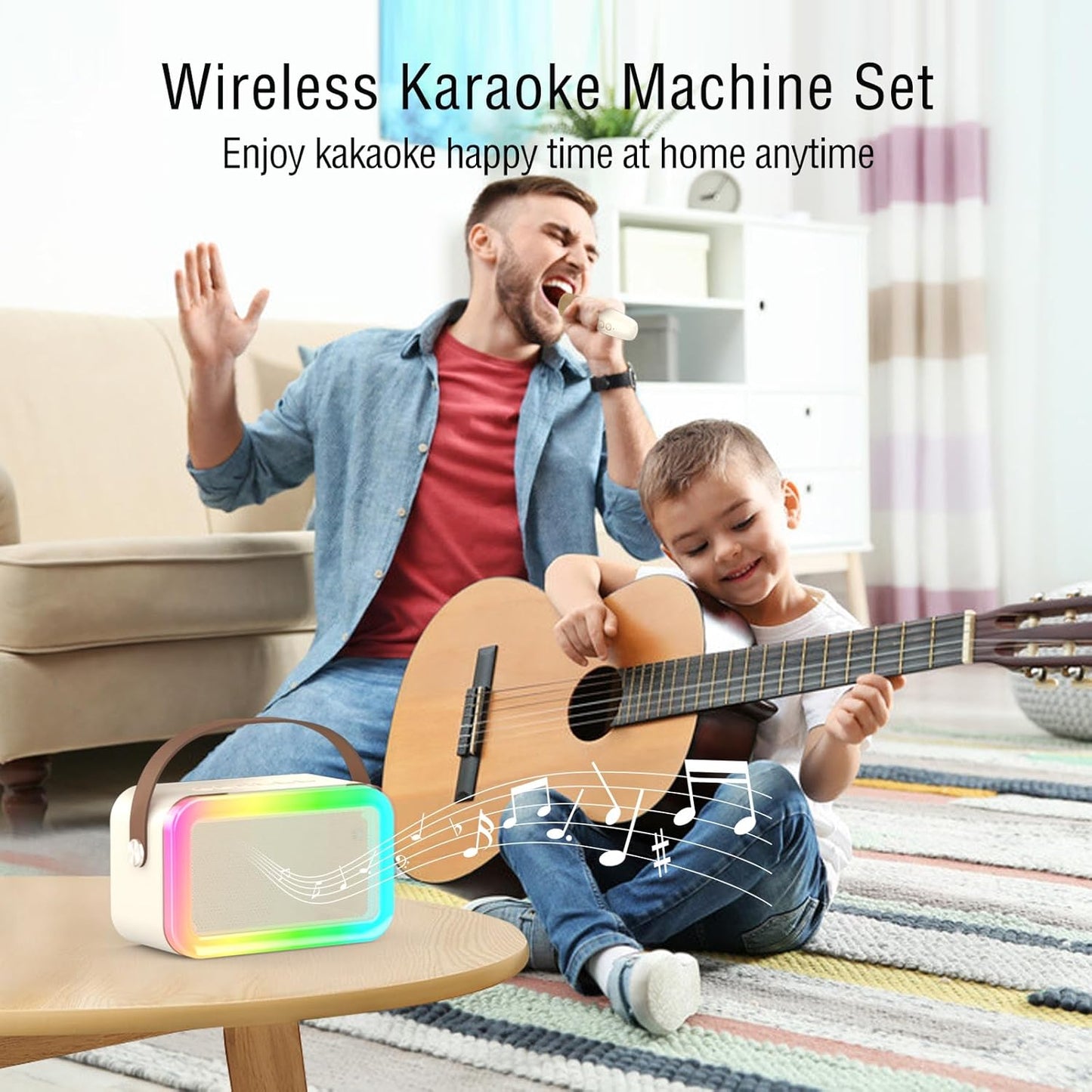 Karaoke Machine Microphone,Fun Toys Christmas Birthday Gifts for Adult Women Men Girls Kids Toddler Boys,Portable Bluetooth Speaker with 2 Wireless Microphone for Home Party Birthday