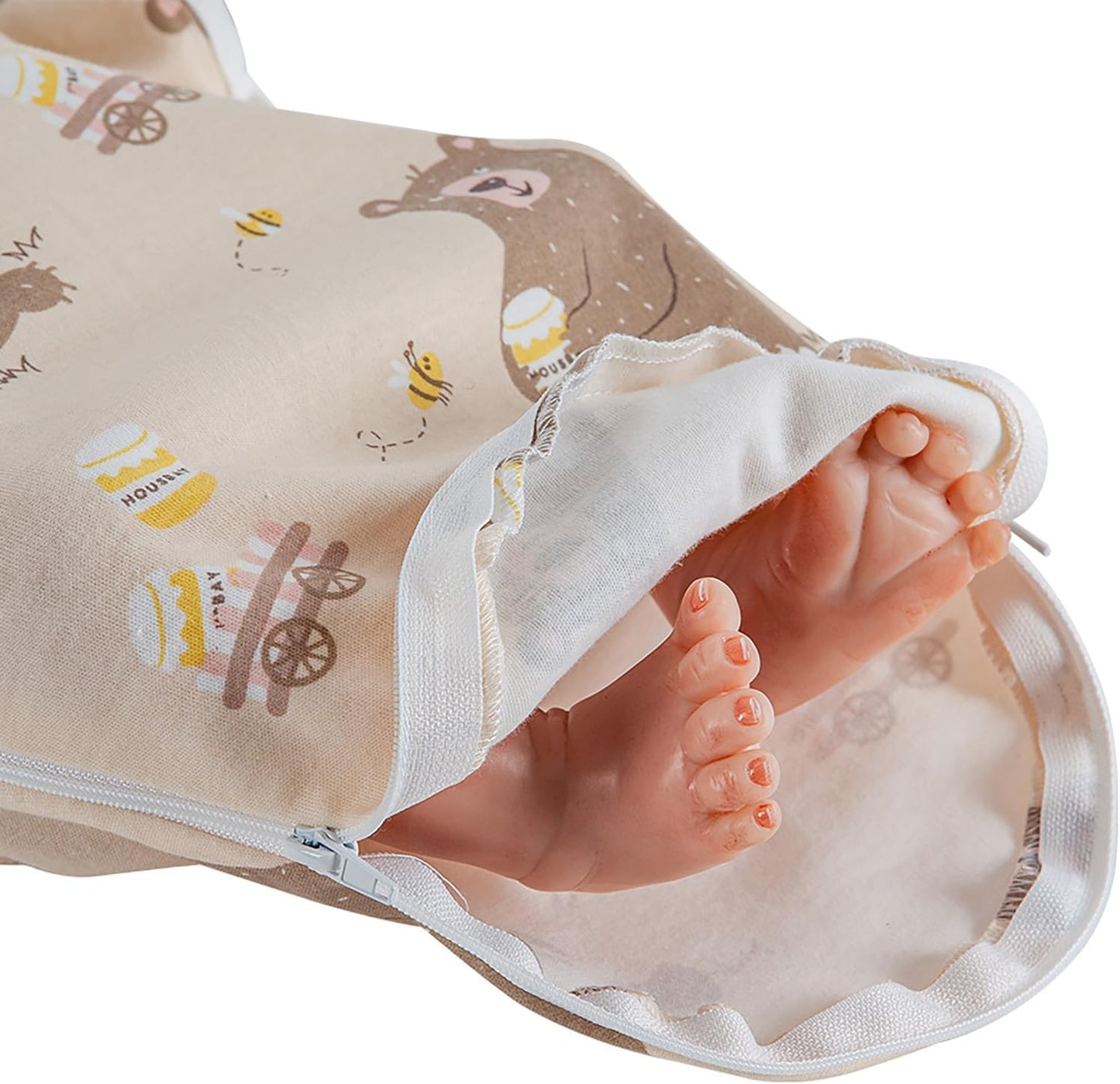 HOUSBAY Baby Swaddle Blanket Boy Girl Super Soft Material Newborn Adjustable Swaddles 2-Way Zipper Sleep Sack 1 Pack (Honey Bear, Medium/Large | 3-6 Months)