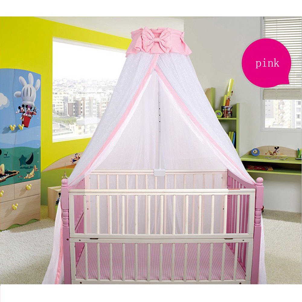 CdyBox Breathable Crib Netting Bed Curtains Canopy for Kids Mosquito Net Bedroom Decor (Pink, Mosquito net)