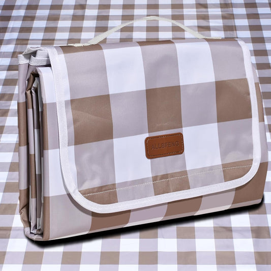 80"x80" Extra Large Waterproof Outdoor Mat - Sandproof Foldable Picnic Blanket for Family Camping, Backyard, Beach Parties - Heavy Duty & Easy Storage (Dark Brown)