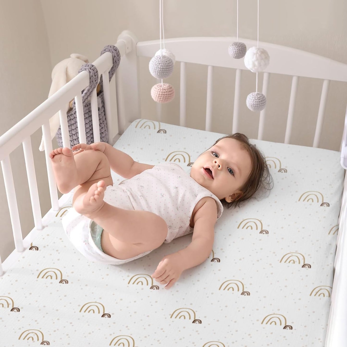 lulumoon Baby Muslin Crib Sheets - Toddler Cotton Fitted Crib Sheets Neutral for Boys and Girls 2Pack