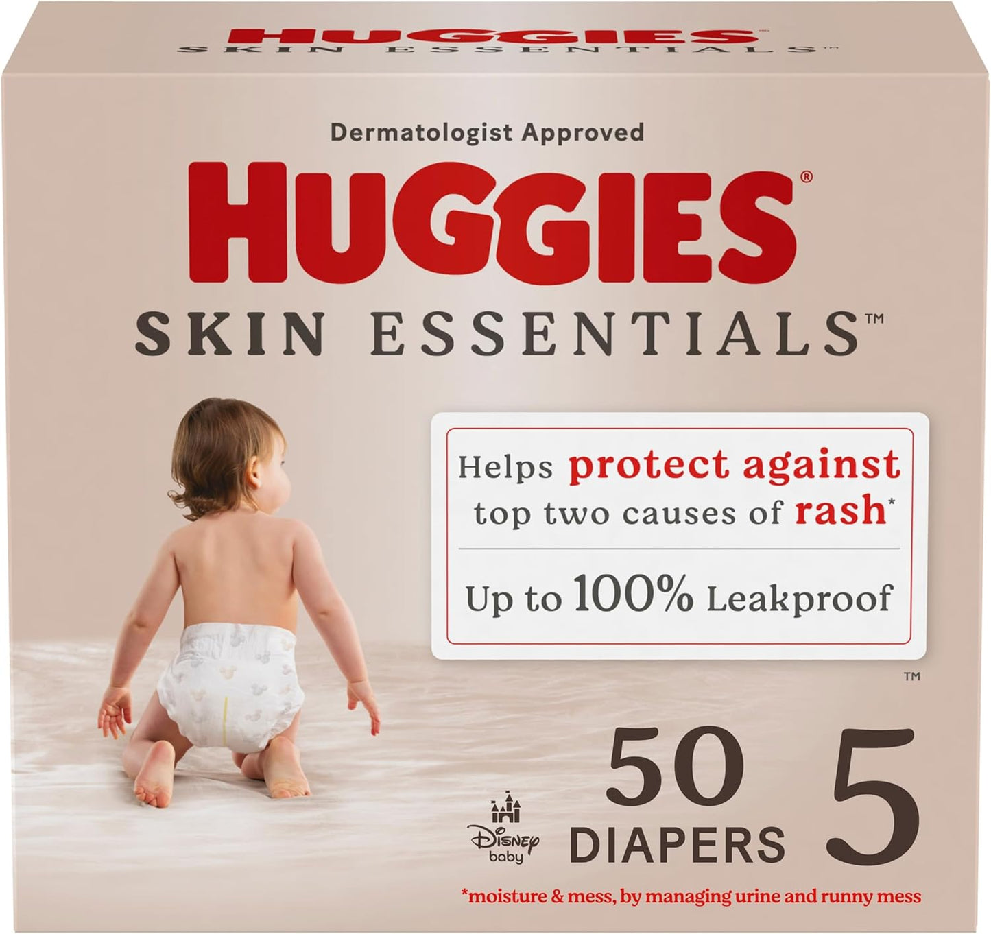 Huggies Size 5 Diapers, Skin Essentials Baby Diapers, Size 5 (27+ lbs), 50 Count