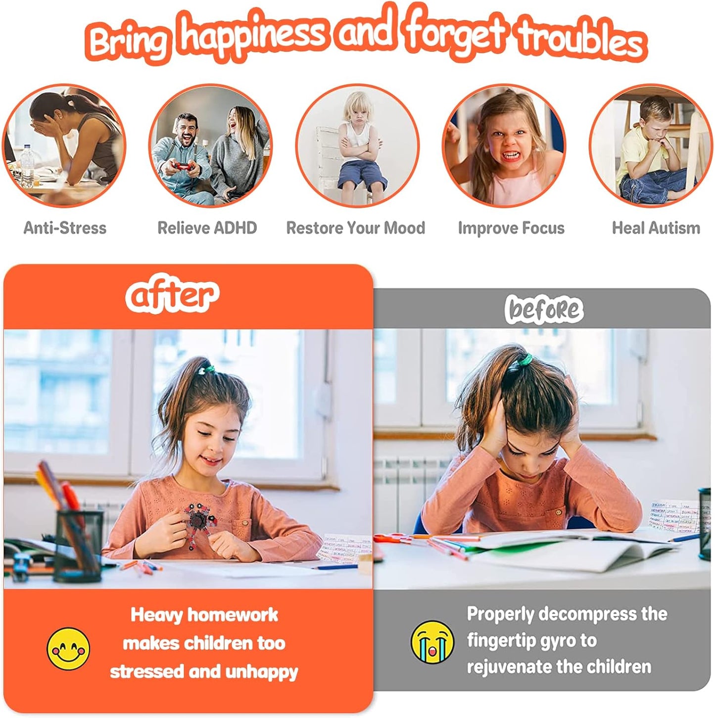 12 Pack Funny Sensory Fidget Toys,Deformable Chain DIY Robot Spinners Fingertip Stress Relief Gyro Toy Birthday Gifts Goodie Bag Easter Basket Stuffers Classroom Prizes Party Favors for Kids Adults