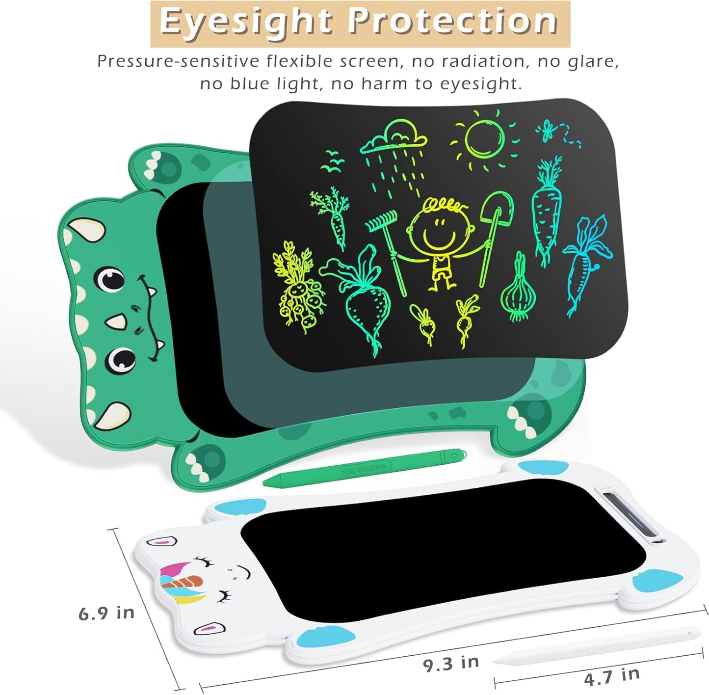 Jasonwell LCD Writing Tablet Kids - Drawing Pad Doodle Board for Kids Toddlers Drawing Toy Educational Learning Toys Christmas Birthday Gift 2 3 4 5 6 7 8 Year Old Girls Boys (Dino&Unicorn)