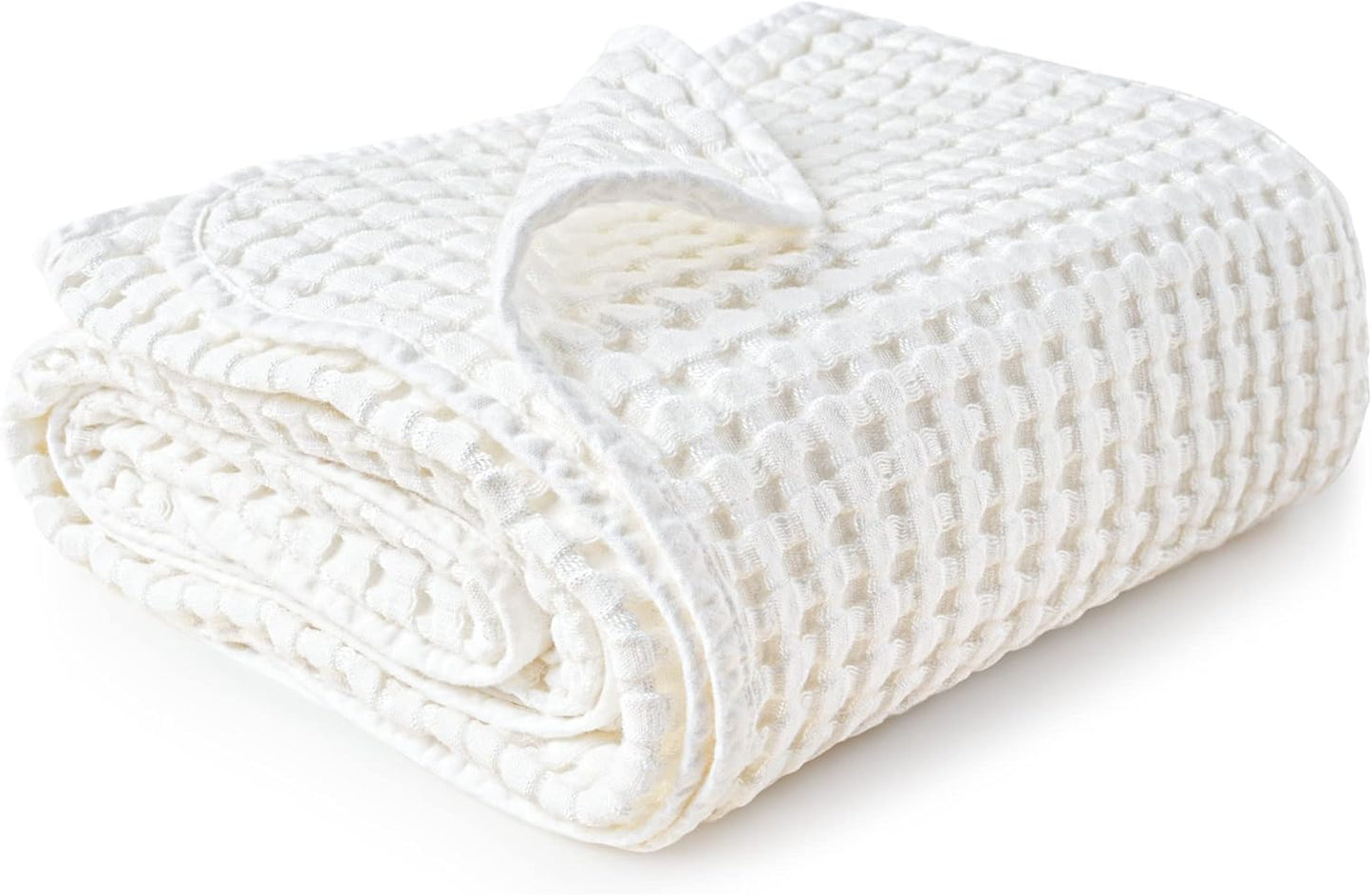 Konssy Waffle Baby Blanket - Soft & Cozy Nursery Swaddle Blanket, Lightweight Toddler Throw for Boys & Girls, Ideal for Wrapping(White)