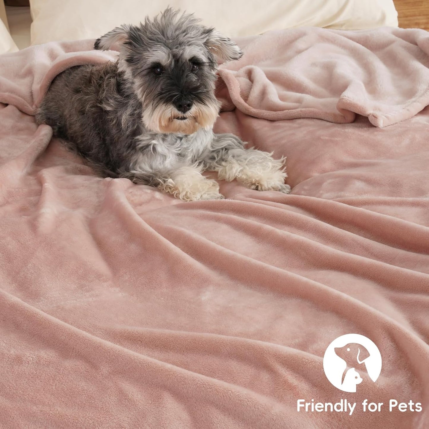 PHF Ultra Soft Fleece Blanket Queen Size, No Shed No Pilling Luxury Plush Cozy 300GSM Lightweight Blanket for Bed, Couch, Chair, Sofa Suitable for All Season, 90" x 90", Rose Pink