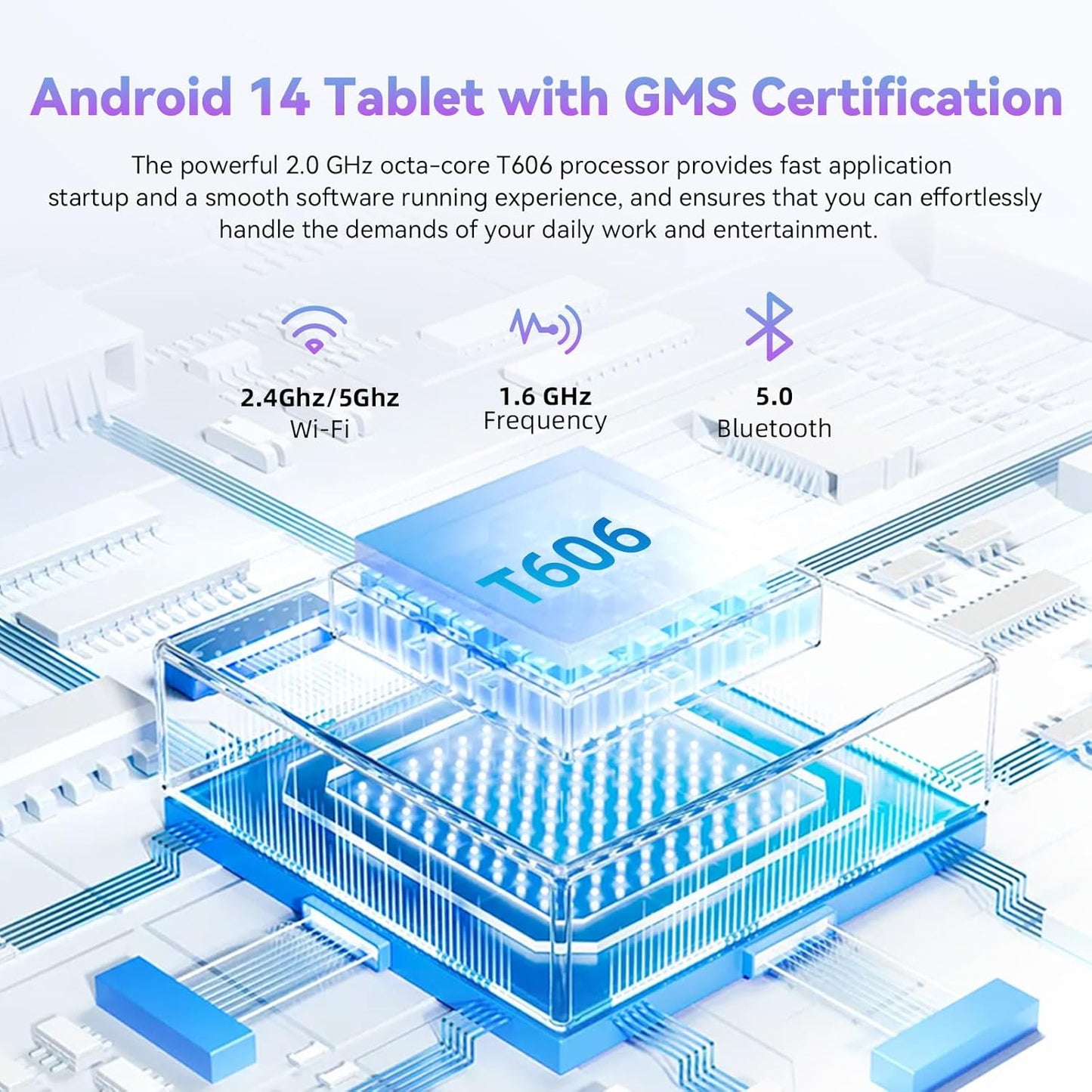 HUIHUANG Tablet 10 Inch Android 14 Tablet, 16GB RAM 128GB ROM, 1TB Expansion, Octa-core, Large Capacity Battery, 5MP + 8MP Dual Camera, 5G/2.4G WiFi, Bluetooth 5.0, GPS, Drop-Proof Case (Blue)