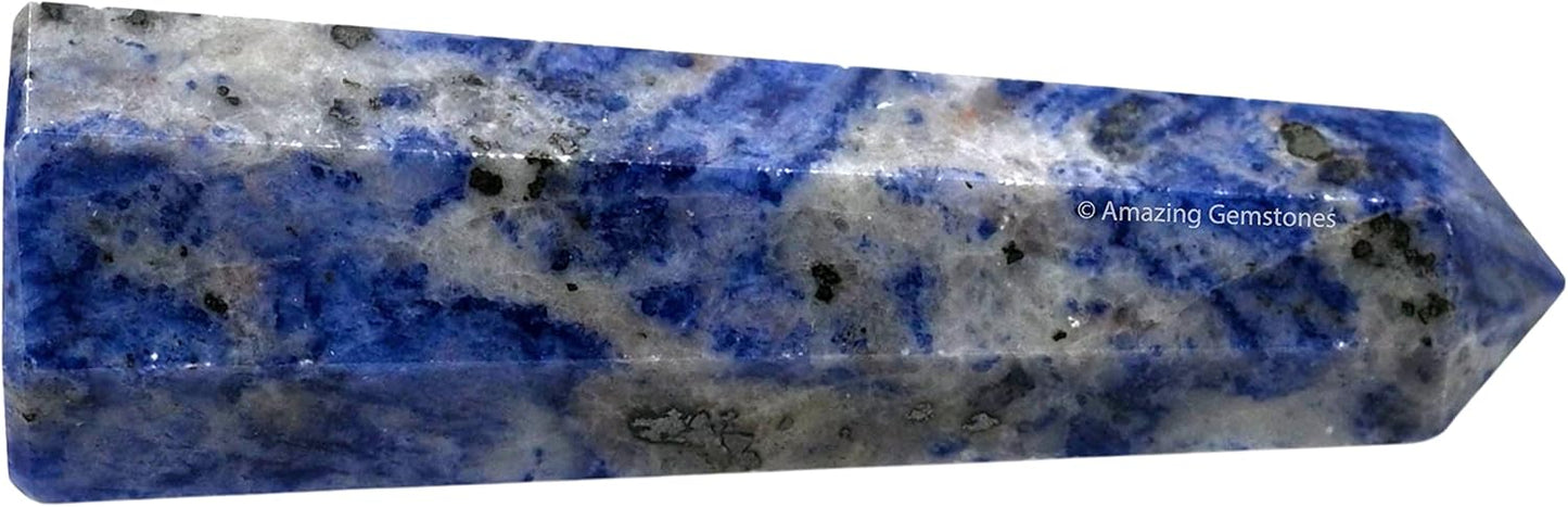 Amazing Gemstone Sodalite Crystal Towers - Natural Healing Crystal Point Obelisk for Reiki Healing and Crystal Grid (3 Inch)