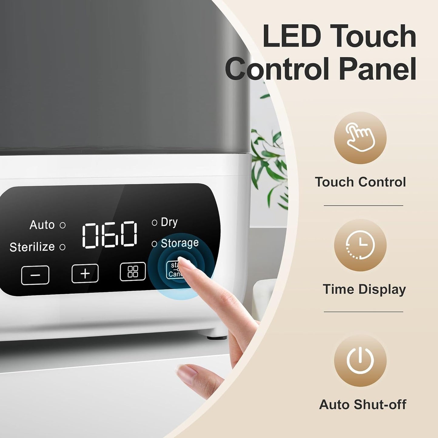 Baby Bottle Steamer and Dryer, Electric Steamer and Dryer for Baby Bottles, 4-in-1 Bottle Steamer and Dryer, Universal Fit for All Bottles, LED Touch Screen, Auto Shut-Off