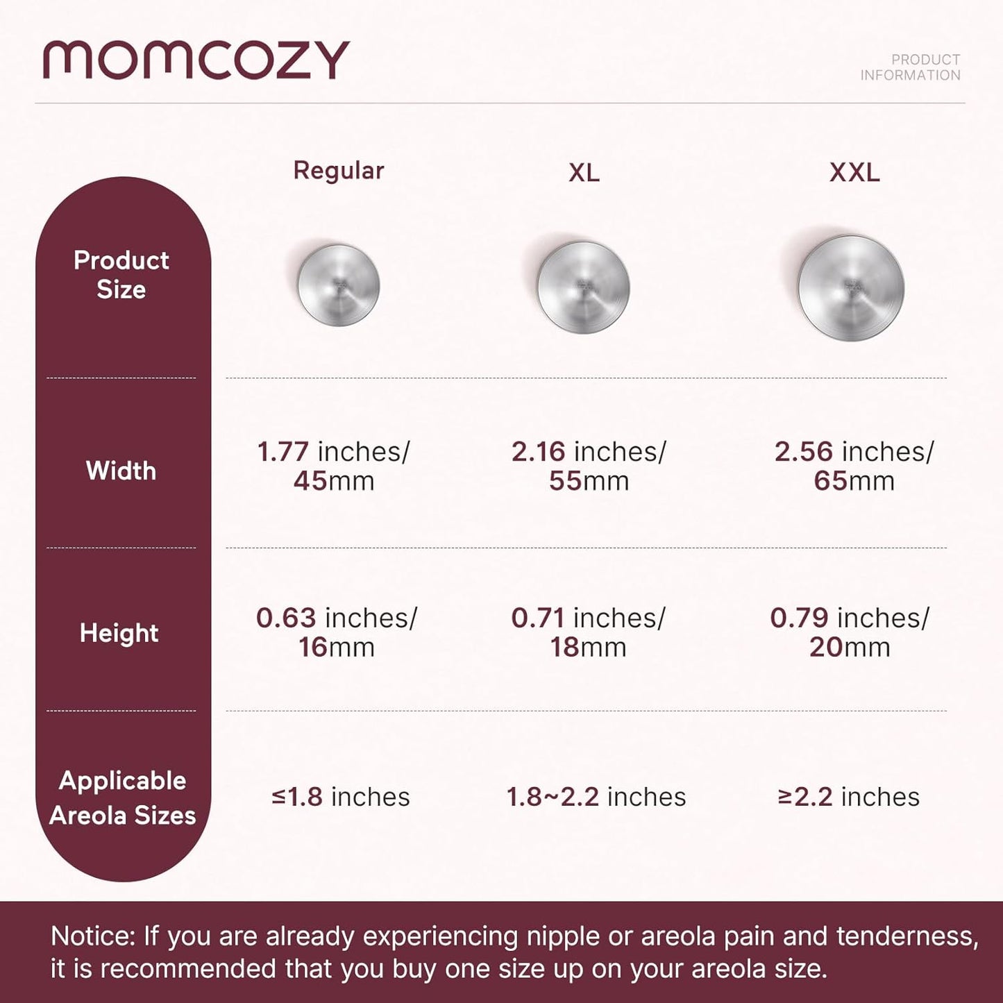 Momcozy 999 Silver Nursing Cups, Hole-Free Design, 999 Silver Nipple Shields, Breastfeeding Essentials, Silver Nipple Shields for Breastfeeding Newborns, Metal Nipple Shields, Regular Size