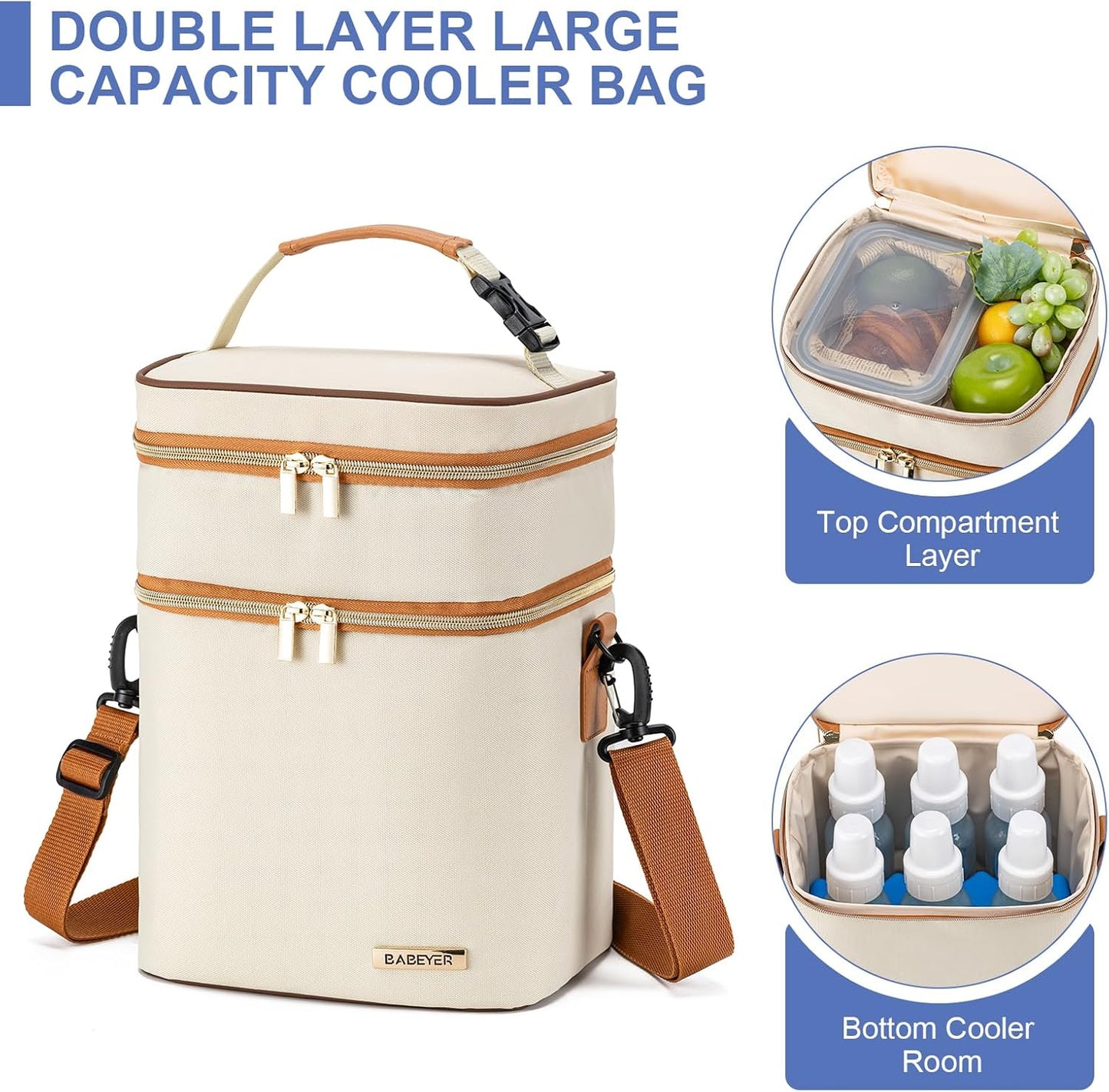 Breastmilk Cooler Bag with Ice Pack Fits 6 Baby Bottles Up to 9 Ounce