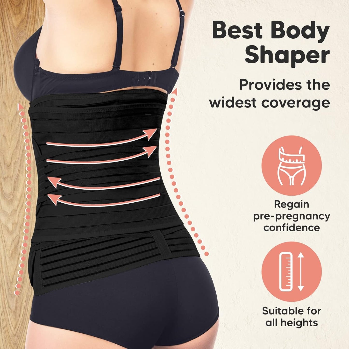 3 in 1 Postpartum Belly Support Recovery Wrap – Postpartum Belly Band, After Birth Brace, Slimming Girdles, Body Shaper Waist Shapewear, Post Surgery Pregnancy Belly Support Band (Midnight Black, XL)