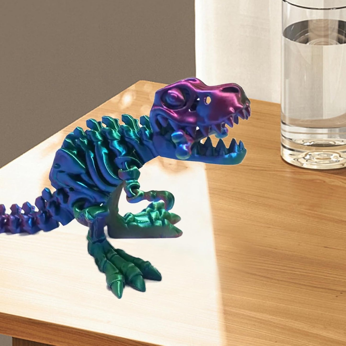 3D Printed Dinosaur Bones Tyrannosaurus Rex Skeleton with Movable Joints, 3D Model Skull T-Rex, Flexible Articulated Dinosaur Fidget Toys Adults for Autism/ADHD