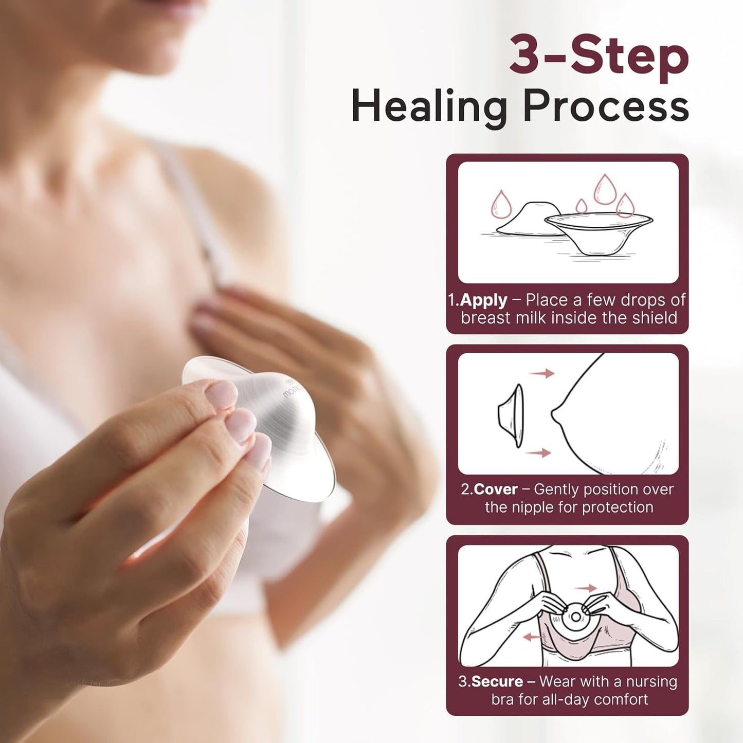 Momcozy 999 Silver Nursing Cups, Hole-Free Design, 999 Silver Nipple Shields, Breastfeeding Essentials, Silver Nipple Shields for Breastfeeding Newborns, Metal Nipple Shields, Regular Size